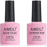 Los mejores  - AIMEILI Base y Top Coat Semipermanente Esmaltes Semipermanentes de Uñas en Gel UV LED Gel de Uñas Kit de Esmaltes de…